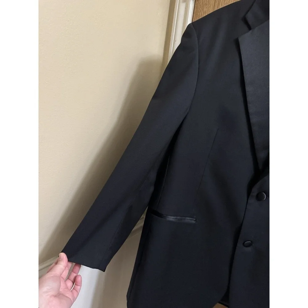 Giorgio Ghanni Charles Suit Blazer Men 48R Merino Wool Super 140s Italian Black
